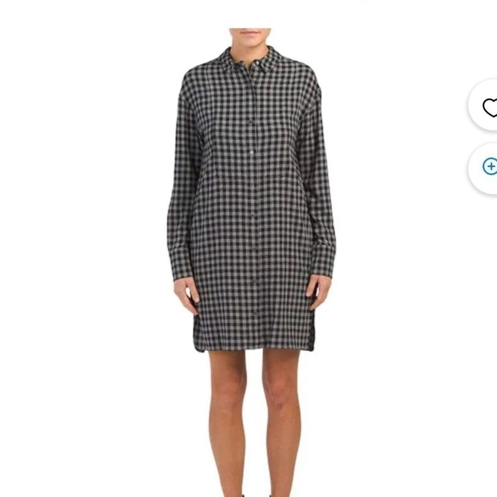 Theory Panel Front Shirtdress, Black multi soft gingham size S NWT